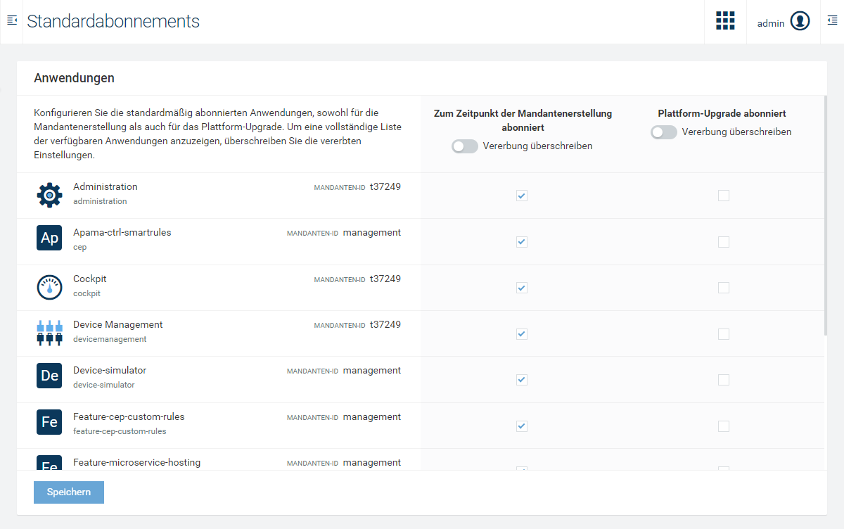 Default subscriptions - inherited from tenant hierarchy