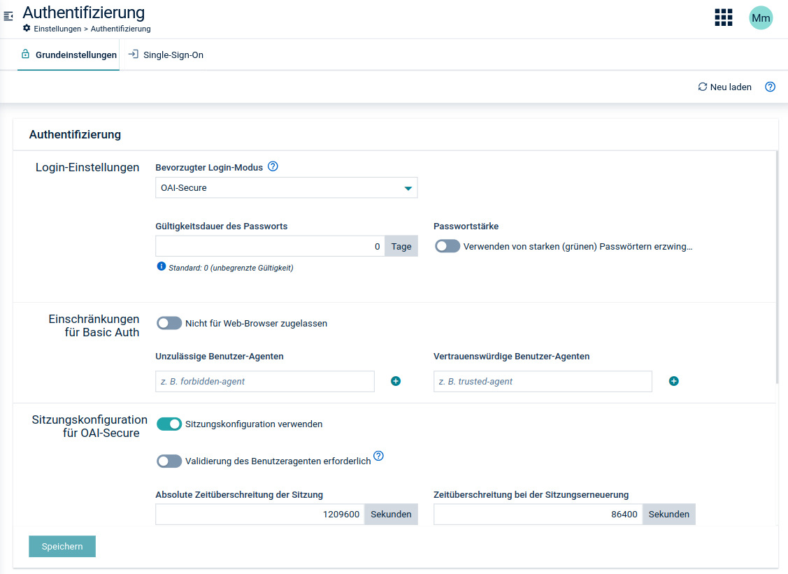 Authentication settings