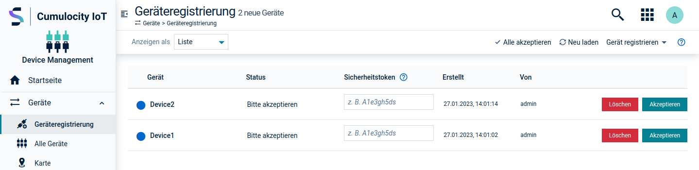 Accepting devices registrations under optional security token policy