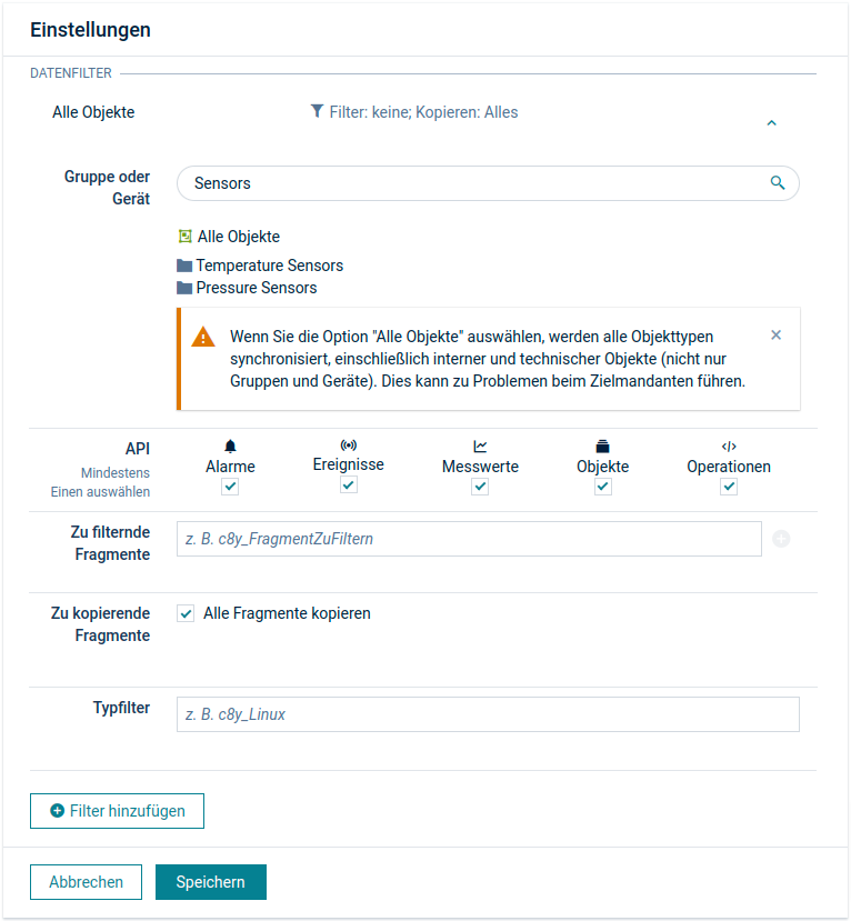 Data broker configure filter