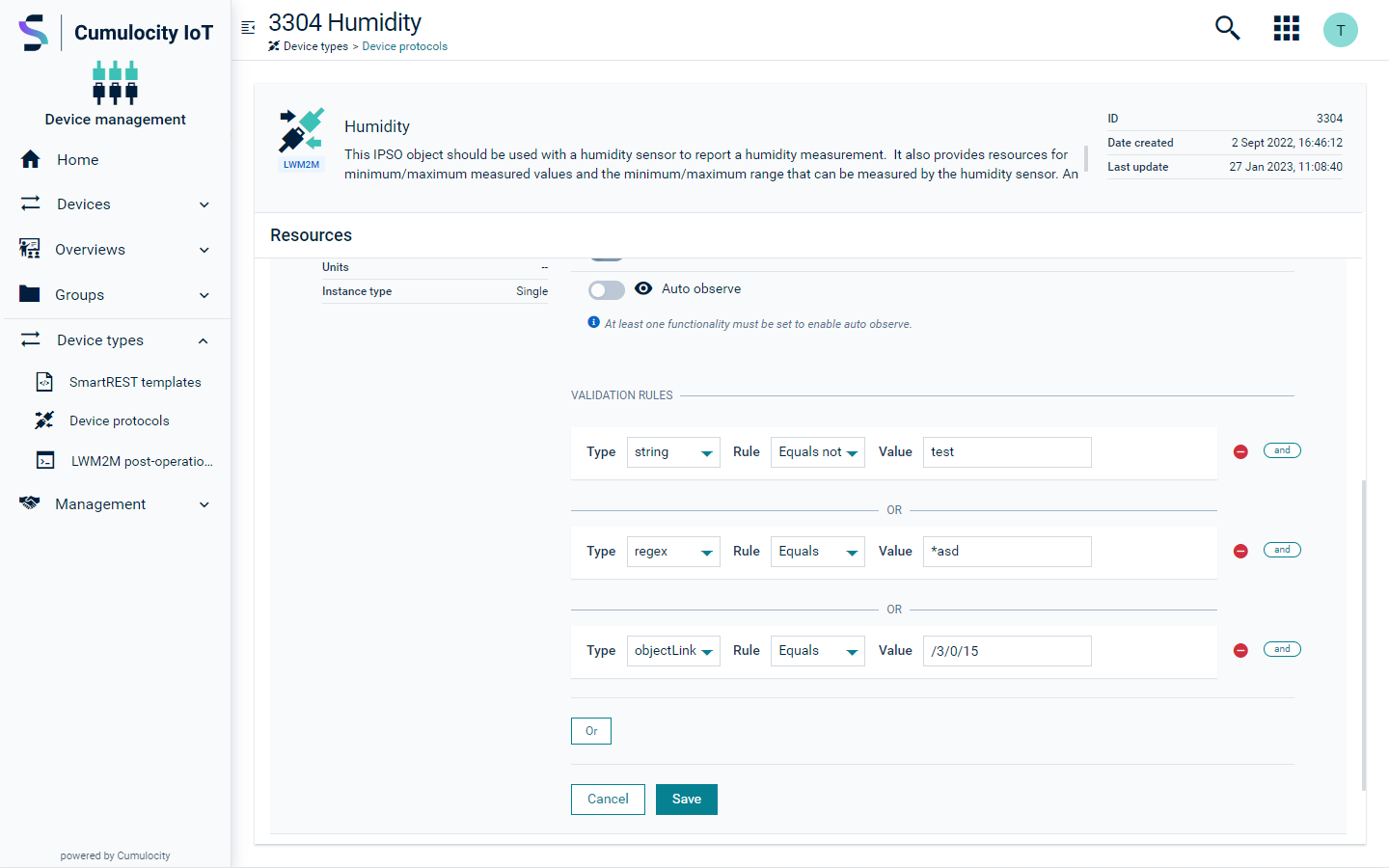 Validation rules example