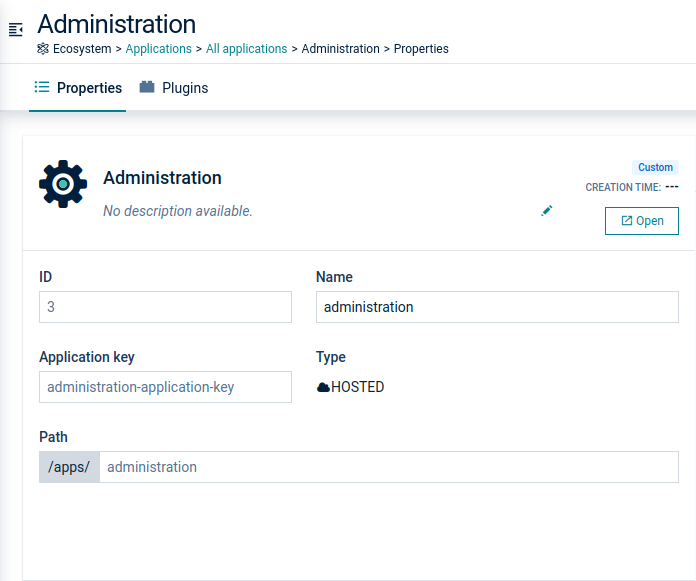 Application properties