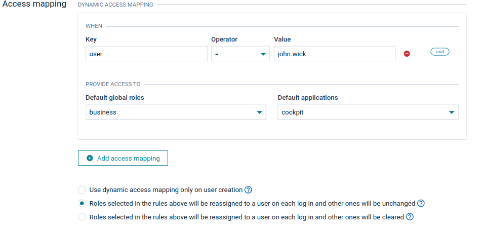 Custom access mapping