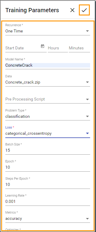 NN training parameter