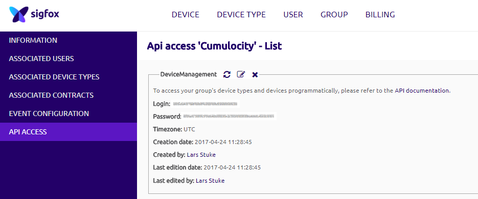 API access page