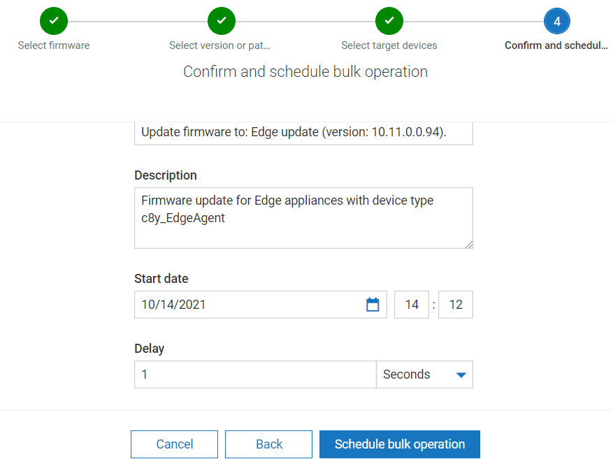 Edge schedule bulk operation