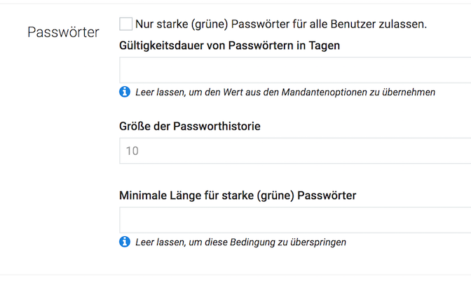 Passwords settings