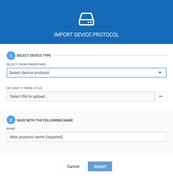 Import device protocol