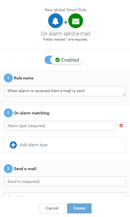 On alarm send email