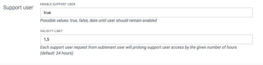 Support user configuration